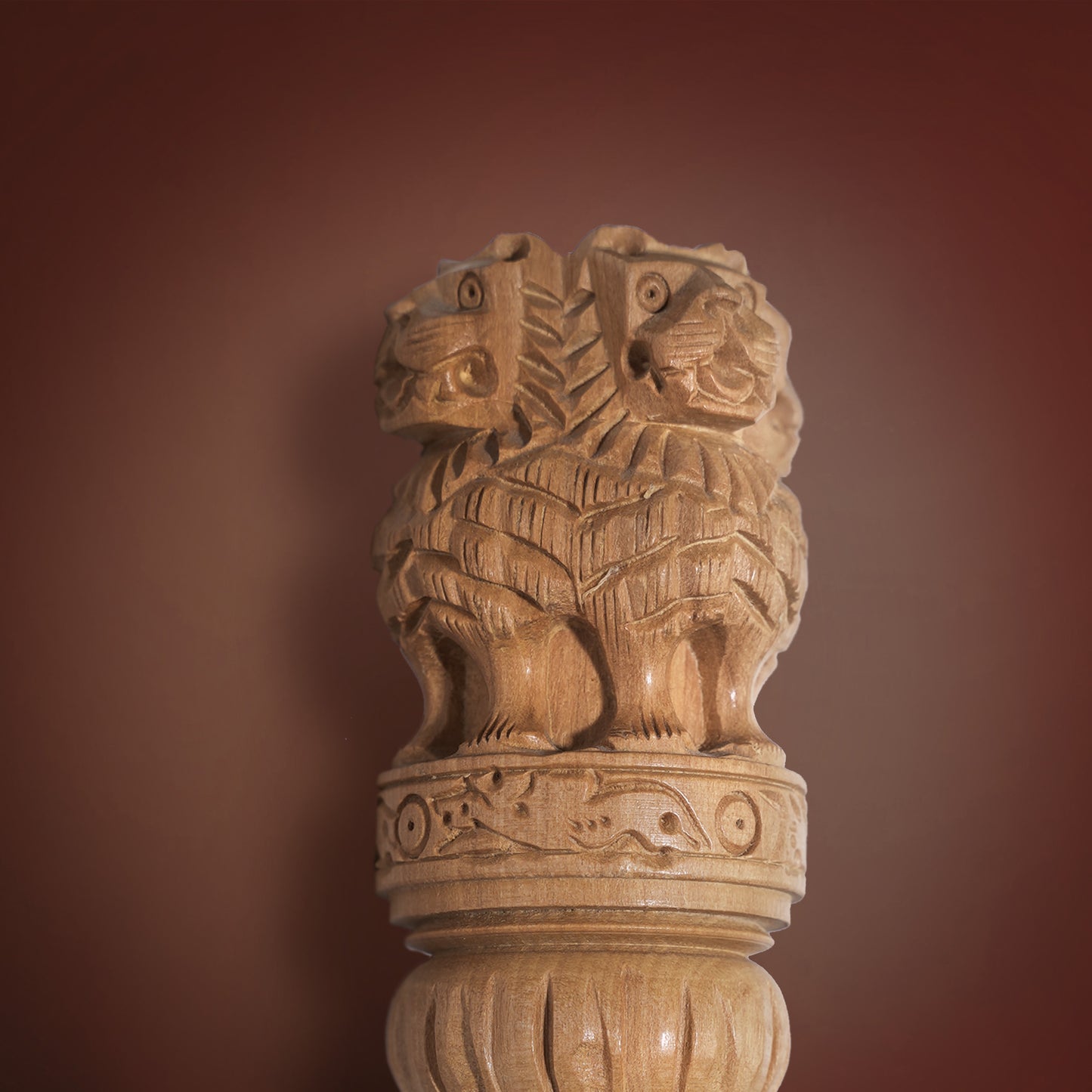 Ashoka Stambh – Handcrafted Wooden Sculpture of India’s National Emblem