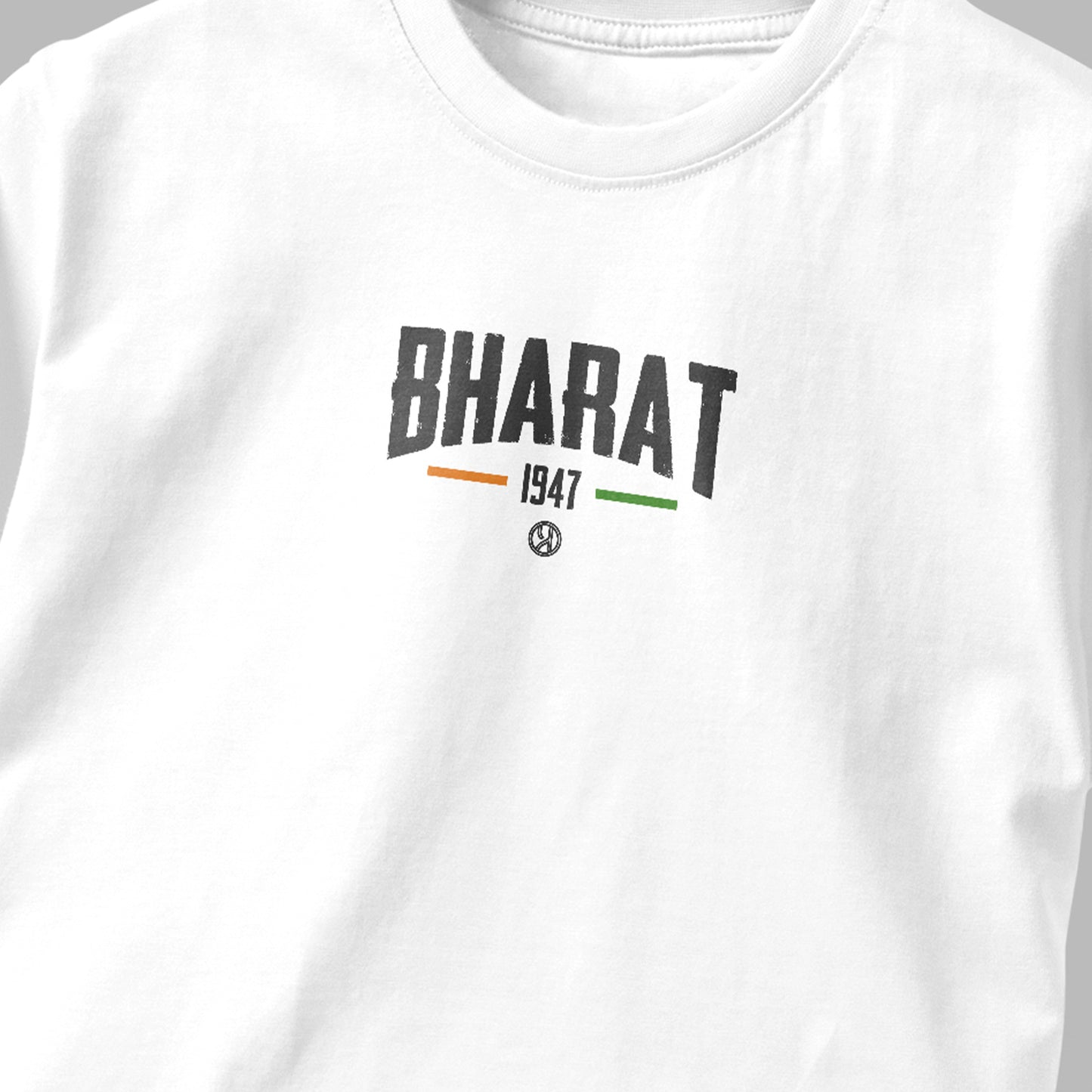 Bharat 1947 – White Cotton T-Shirt (Patriotic Edition)