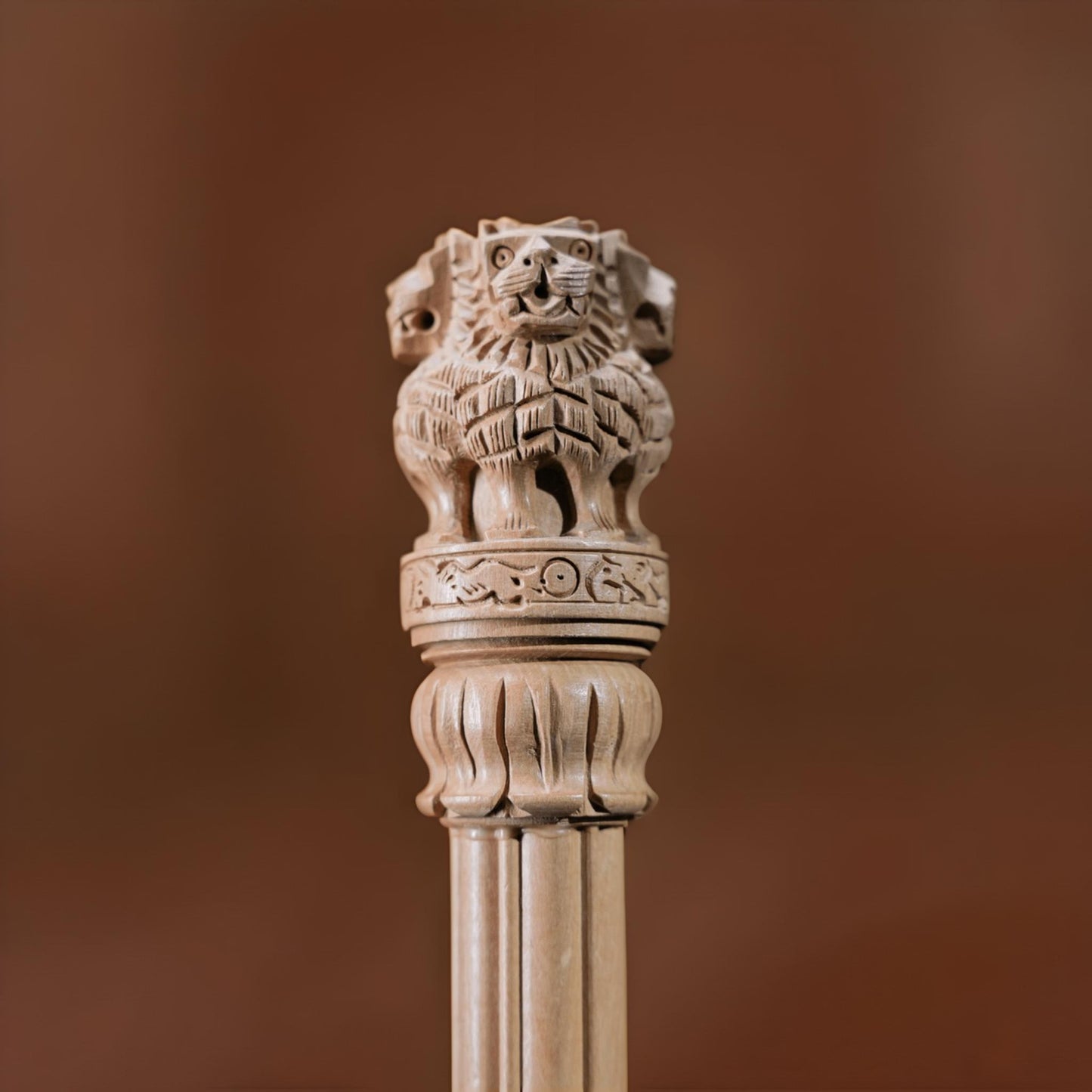 Ashoka Stambh – Handcrafted Wooden Sculpture of India’s National Emblem