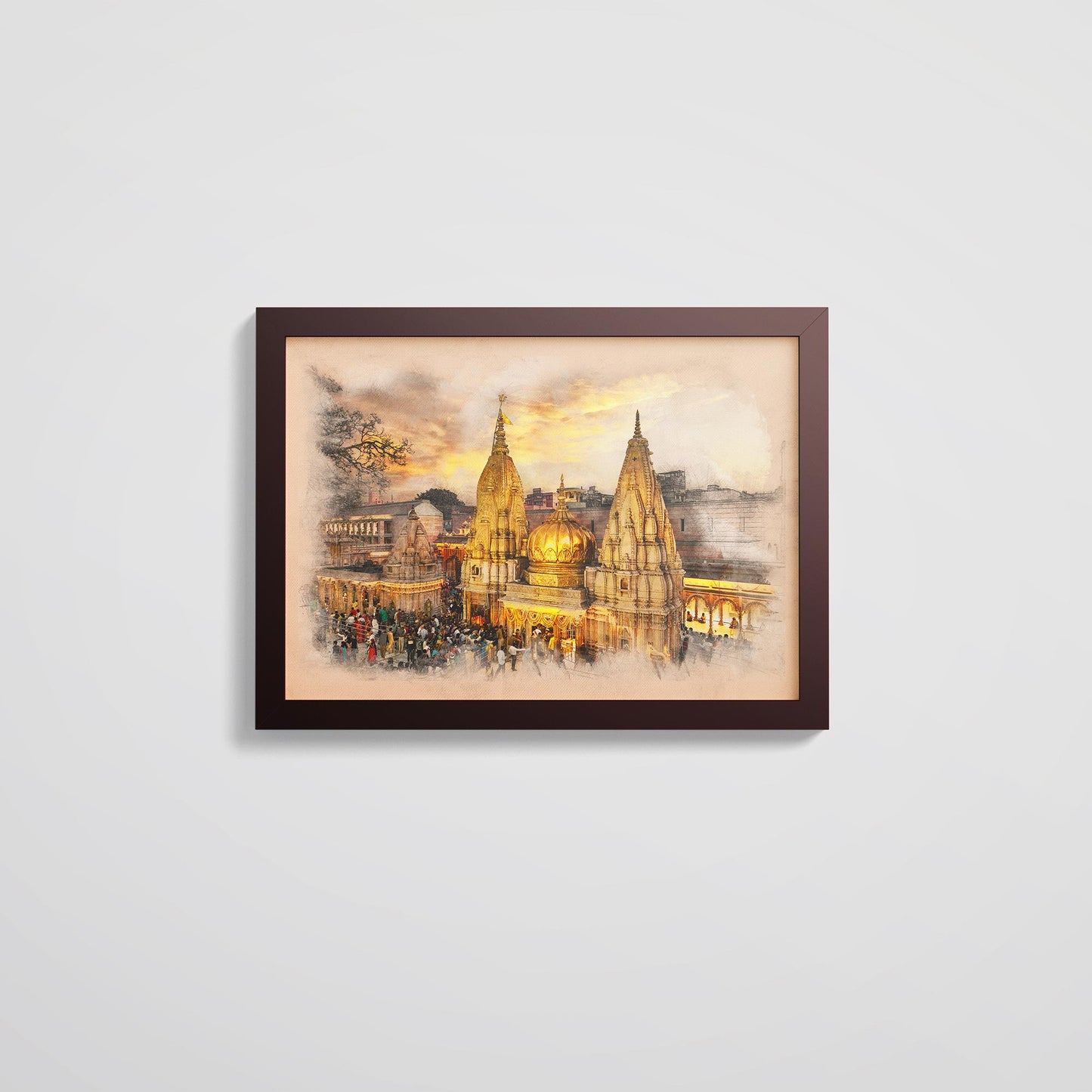 Shri Kashi Vishwanath Mandir - Framed Fusion Art Print