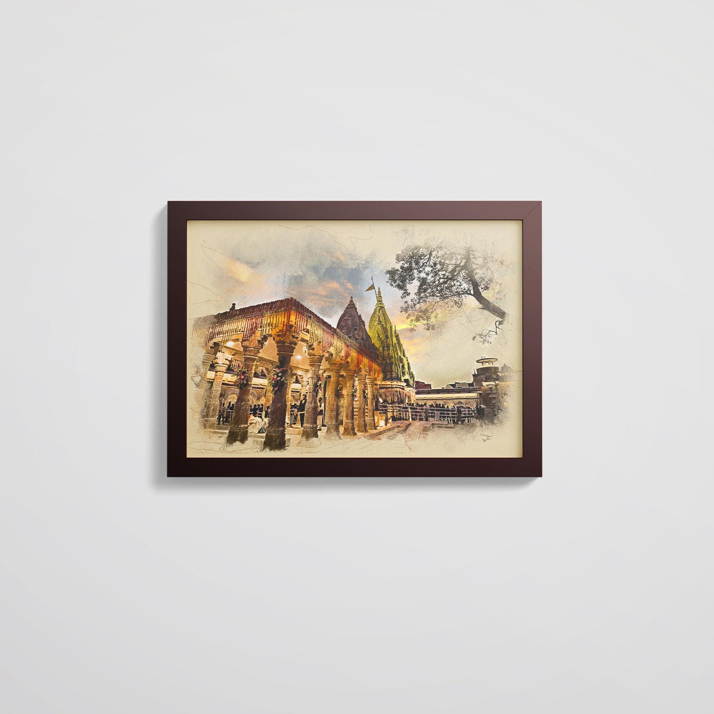 Shri Kashi Vishwanath Mandir Type 2 - Framed Fusion Art Print
