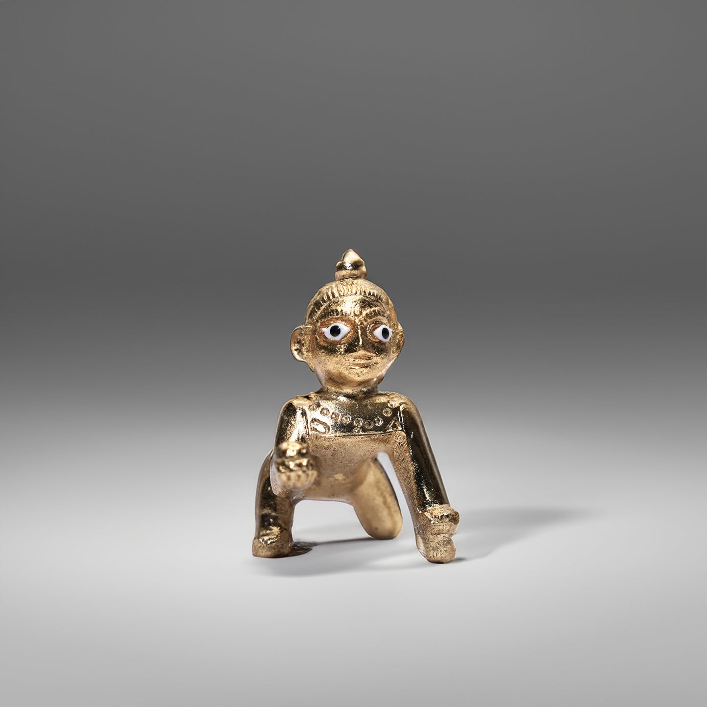 Mini Brass Laddu Gopal Idol – Handcrafted Baal Krishna Murti for Pooja