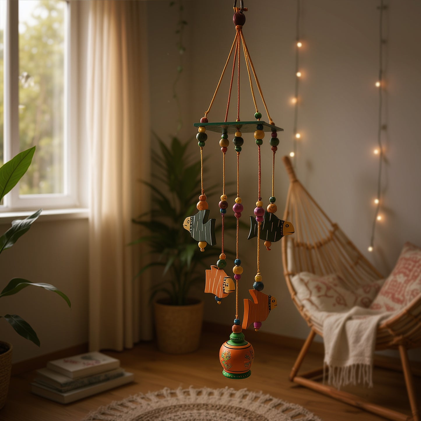 Matsya Latkan | Traditional Wooden Fish Hanging | Fish Chime | Indian Folk Decor