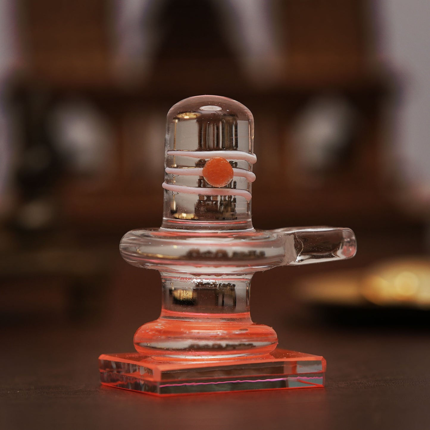 Glass Shivling – Pure Crystal Shivlingam ( Saffron, Green & Blue colors )