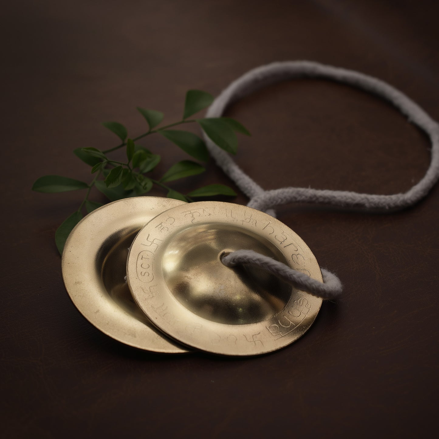 Brass Manjeera with Devotional Inscriptions | Traditional Hand Cymbals for Bhajan & Aarti