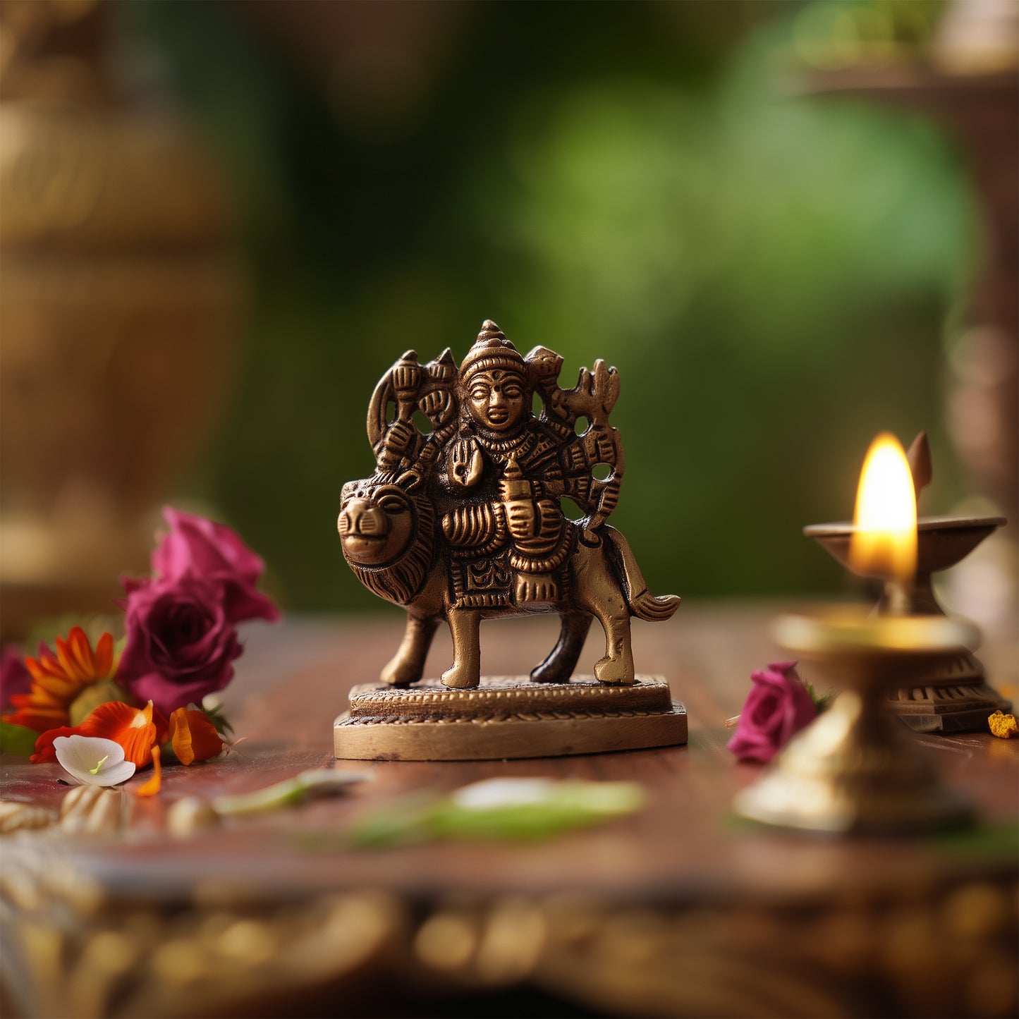 मां दुर्गा की कांस्य प्रतिमा – शक्ति और संरक्षण का प्रतीक (7 सेमी)