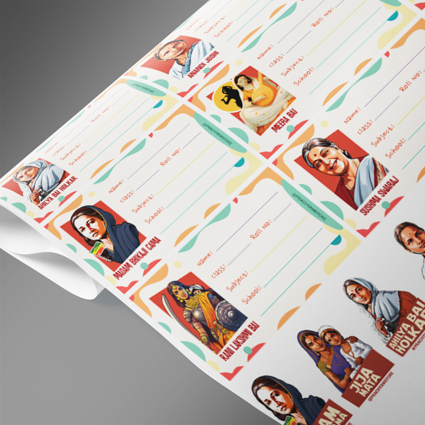 Indic Theme Notebook Nameslips - Set of 3