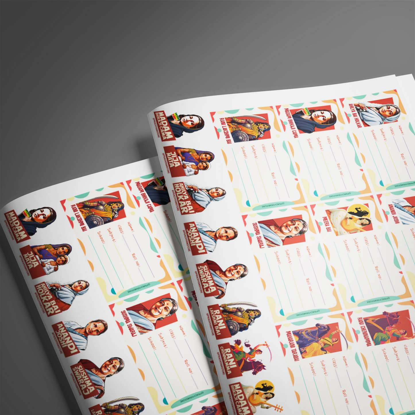 Indic Theme Notebook Nameslips - Set of 3