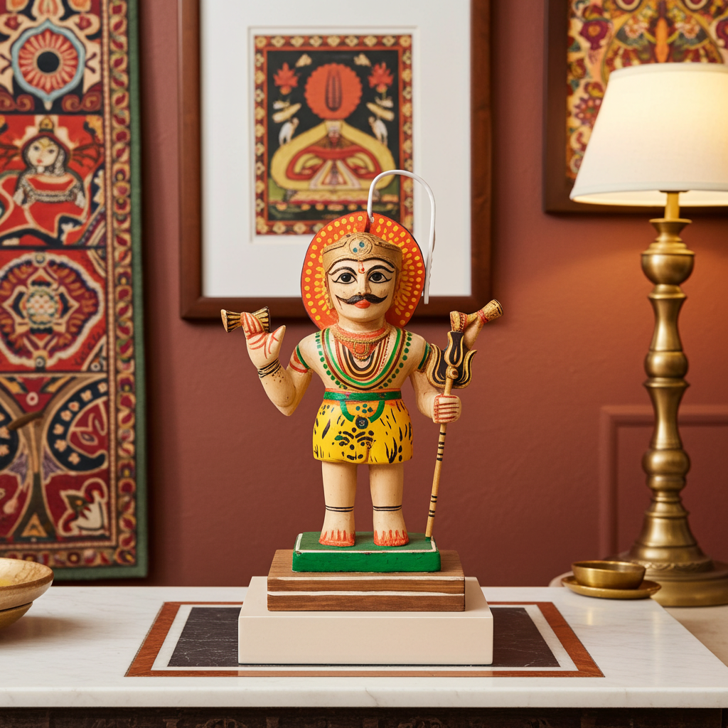 Divine Lord Shiva Wooden Idol – Handcrafted Varanasi Lacquerware 23 cm x 13