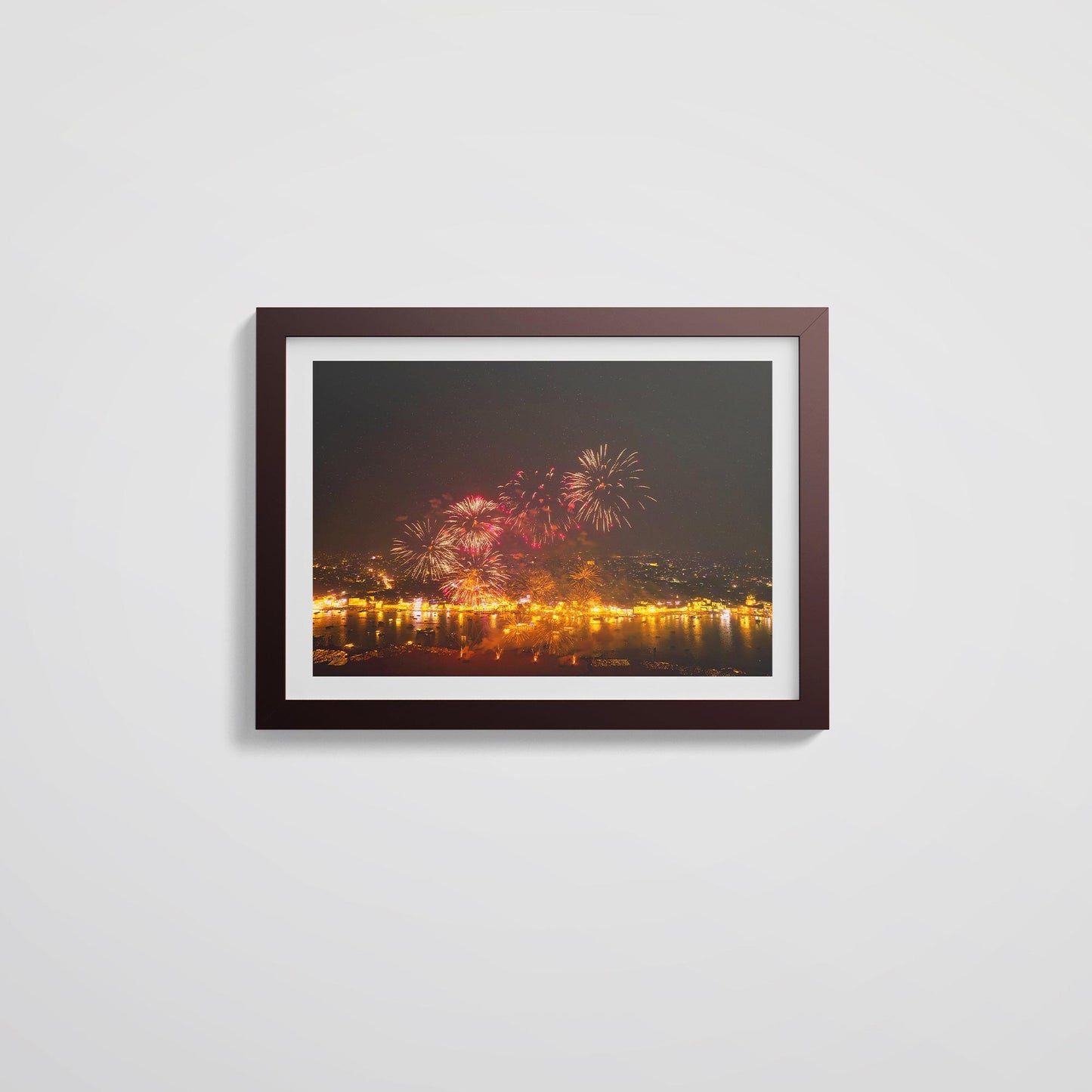 Varanasi Dev Deepawali Fireworks - Aerial View - Framed Art Print