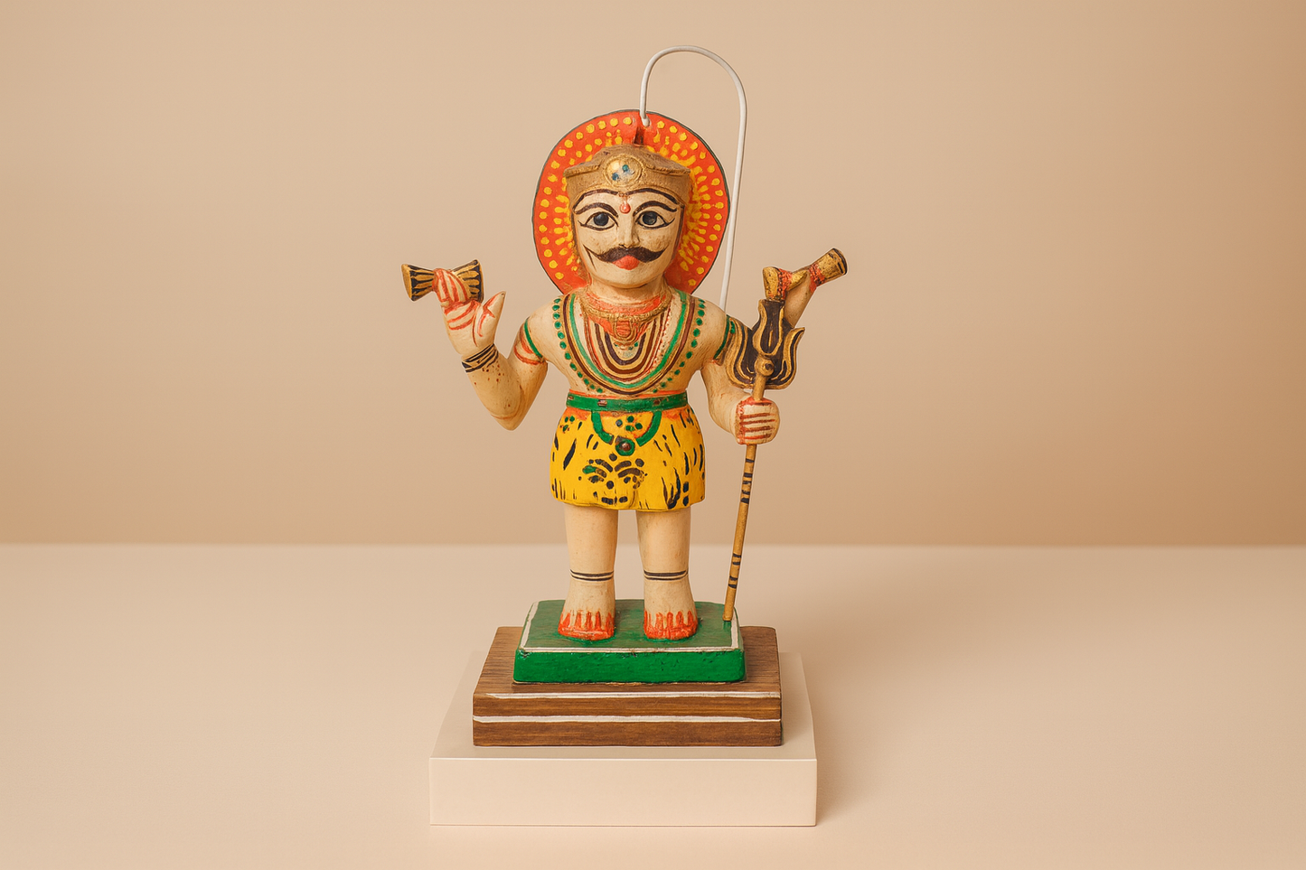 Divine Lord Shiva Wooden Idol – Handcrafted Varanasi Lacquerware 23 cm x 13