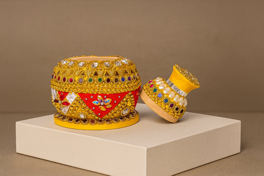 Handcrafted Meenakari Singhora – Wooden Sindoor/Kumkum Box