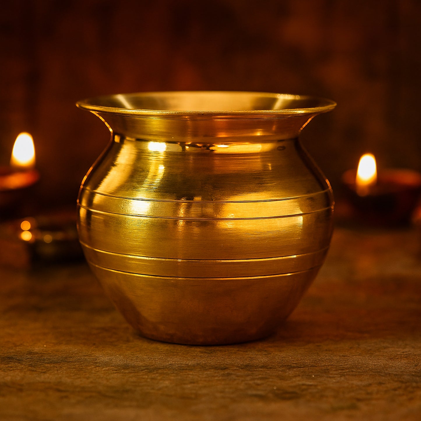 Traditional Pooja Kalash –  Gold Brass Vessel