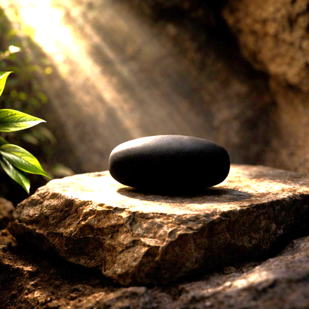 Narmadeshwar Shivling with Bronze Stand (3-5 cm Shivling & 9 cm Stand)