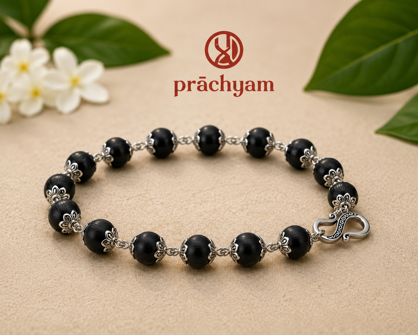 Karungali Silver Cap Bracelet