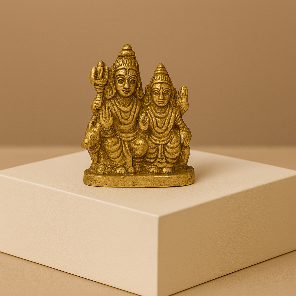 दिव्य पंचधातु शिव-पार्वती मूर्ति - शांति और समृद्धि के लिए पवित्र आशीर्वाद
