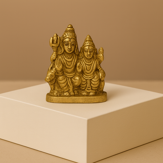 दिव्य पंचधातु शिव-पार्वती मूर्ति - शांति और समृद्धि के लिए पवित्र आशीर्वाद