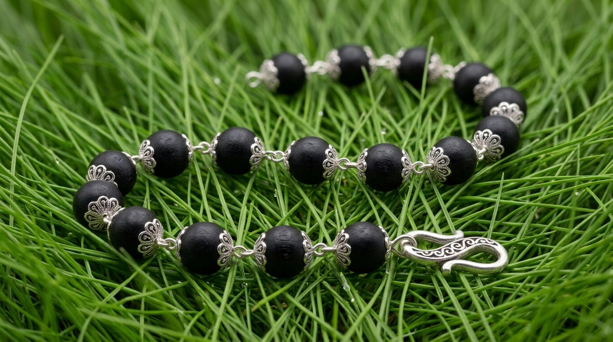 Karungali Silver Cap Bracelet