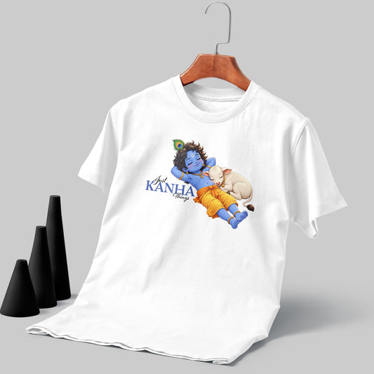 Krishna “Just Kanha Things” Printed White T-Shirt