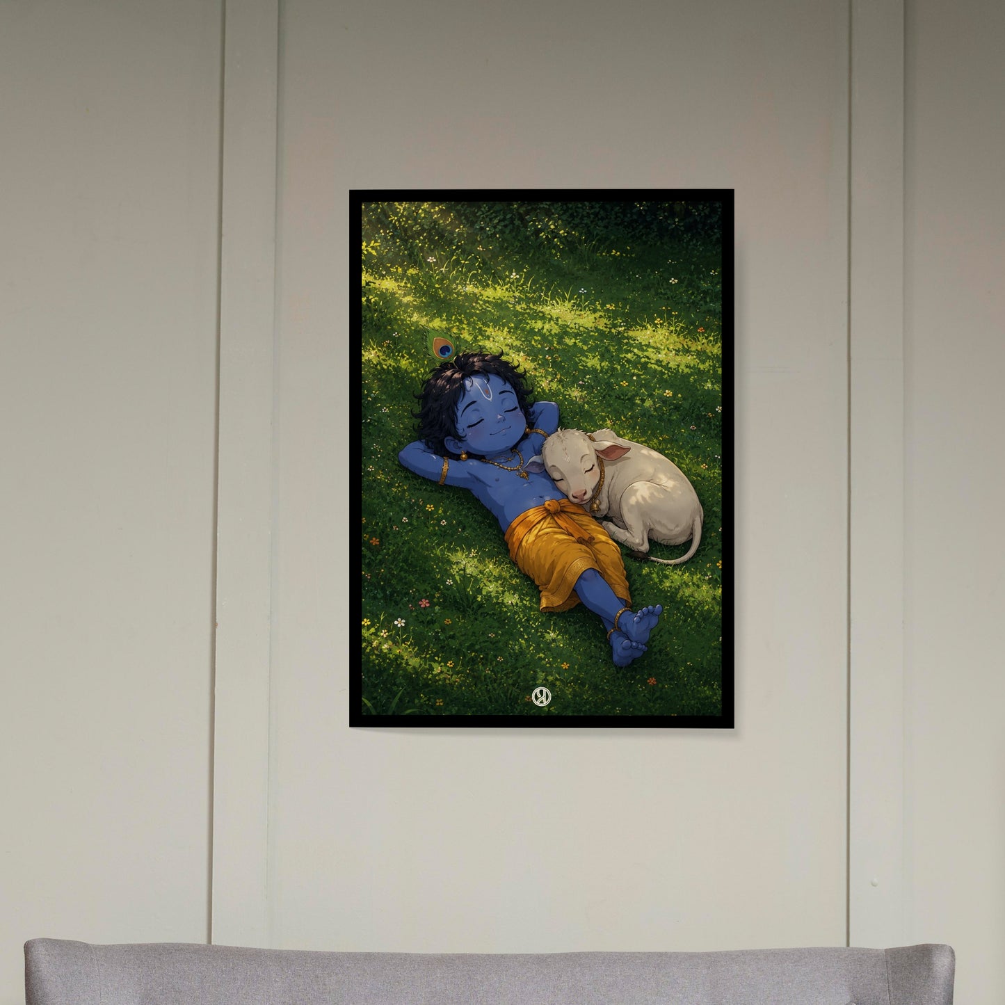 Bal Krishna & Calf framed poster