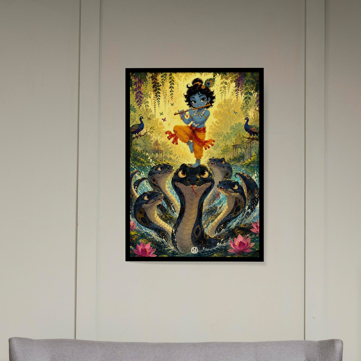 Lord Krishna with Kaliya Naag,