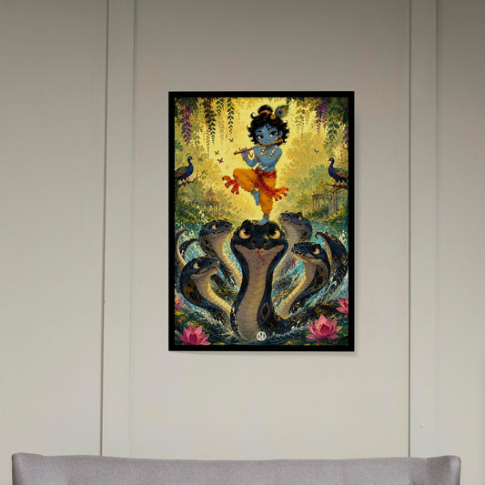Lord Krishna with Kaliya Naag,