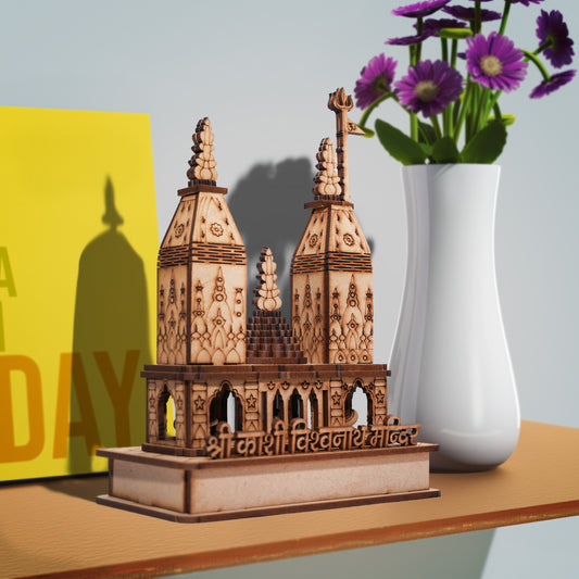 Shri Kashi Vishwanath Wooden Temple Miniature – Handcrafted Replica (16x12x7 cm)