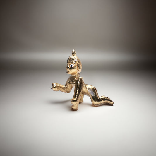 Mini Brass Laddu Gopal Idol – Handcrafted Baal Krishna Murti for Pooja