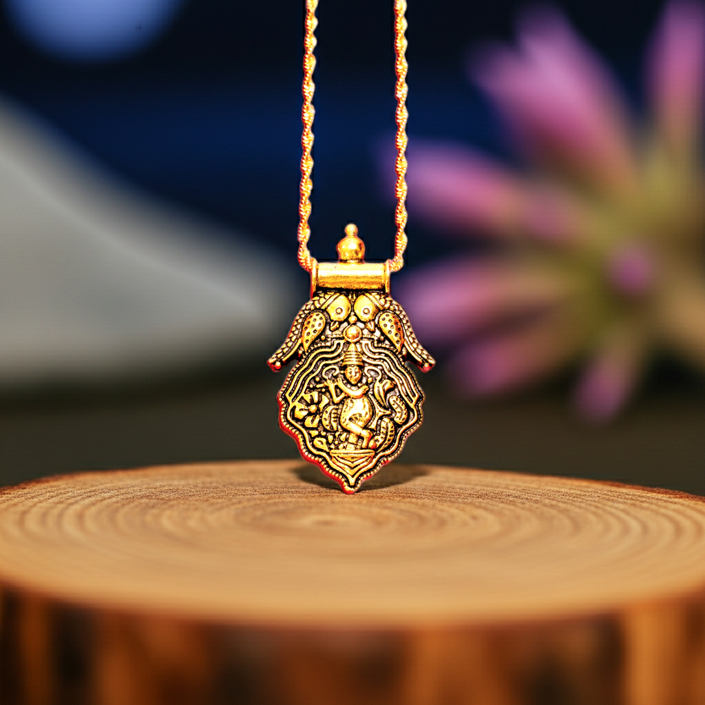 Lord Krishna Antique Alloy Pendant
