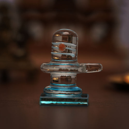 Glass Shivling – Pure Crystal Shivlingam ( Saffron, Green & Blue colors )