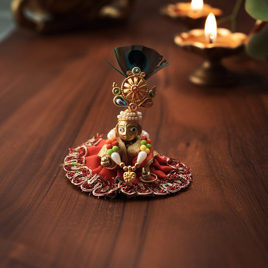 Laddu Gopal Dress with Mukut Set – Ideal for 4 to 5 Inch.