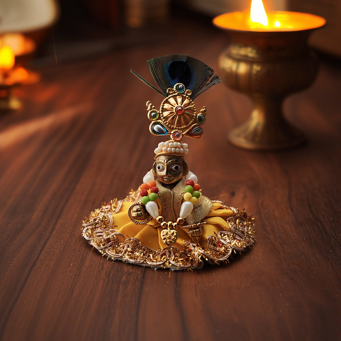 Laddu Gopal Dress with Mukut Set – Ideal for 4 to 5 Inch.