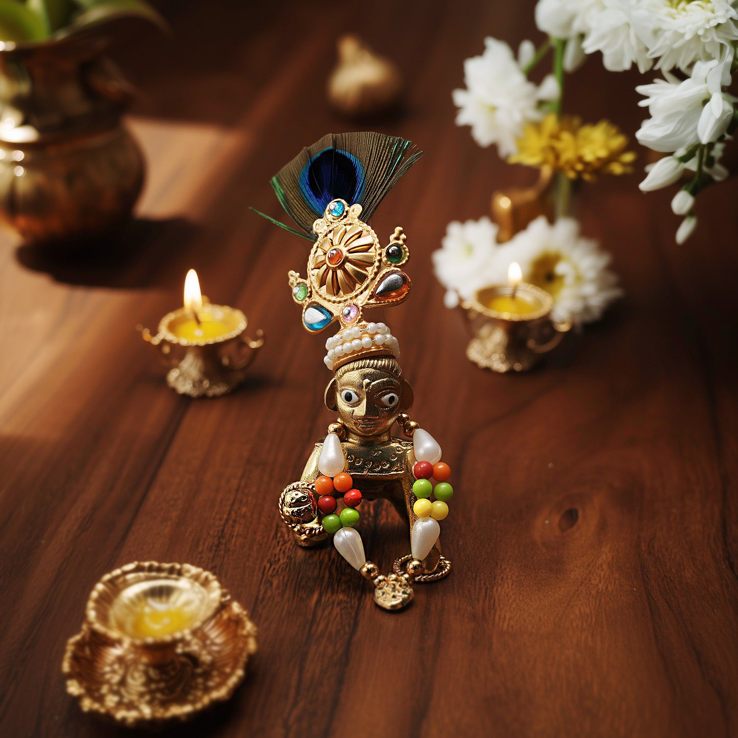 Laddu Gopal Dress with Mukut Set – Ideal for 4 to 5 Inch.