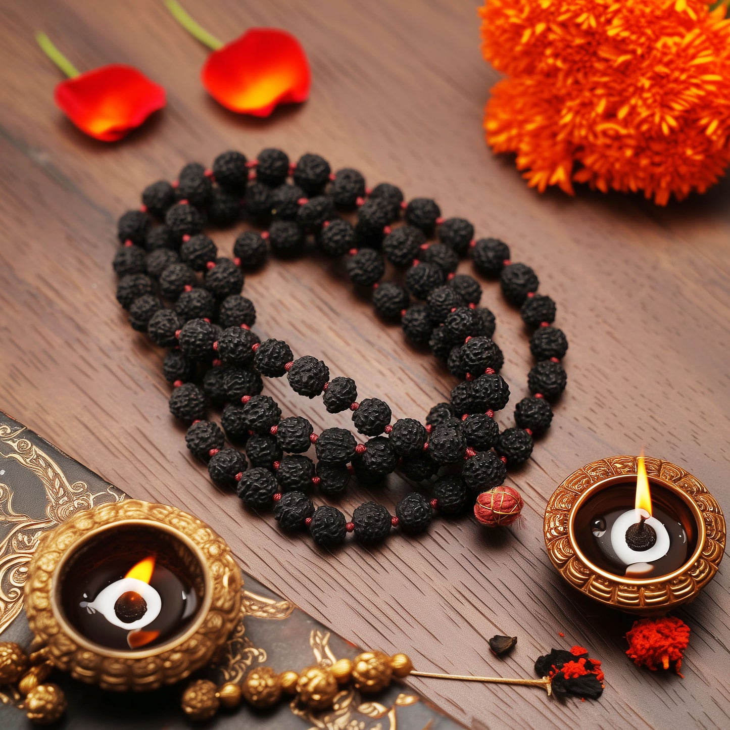 Karungali Mala | Sacred Black Rudraksha Beads for Spiritual Protection & Focus