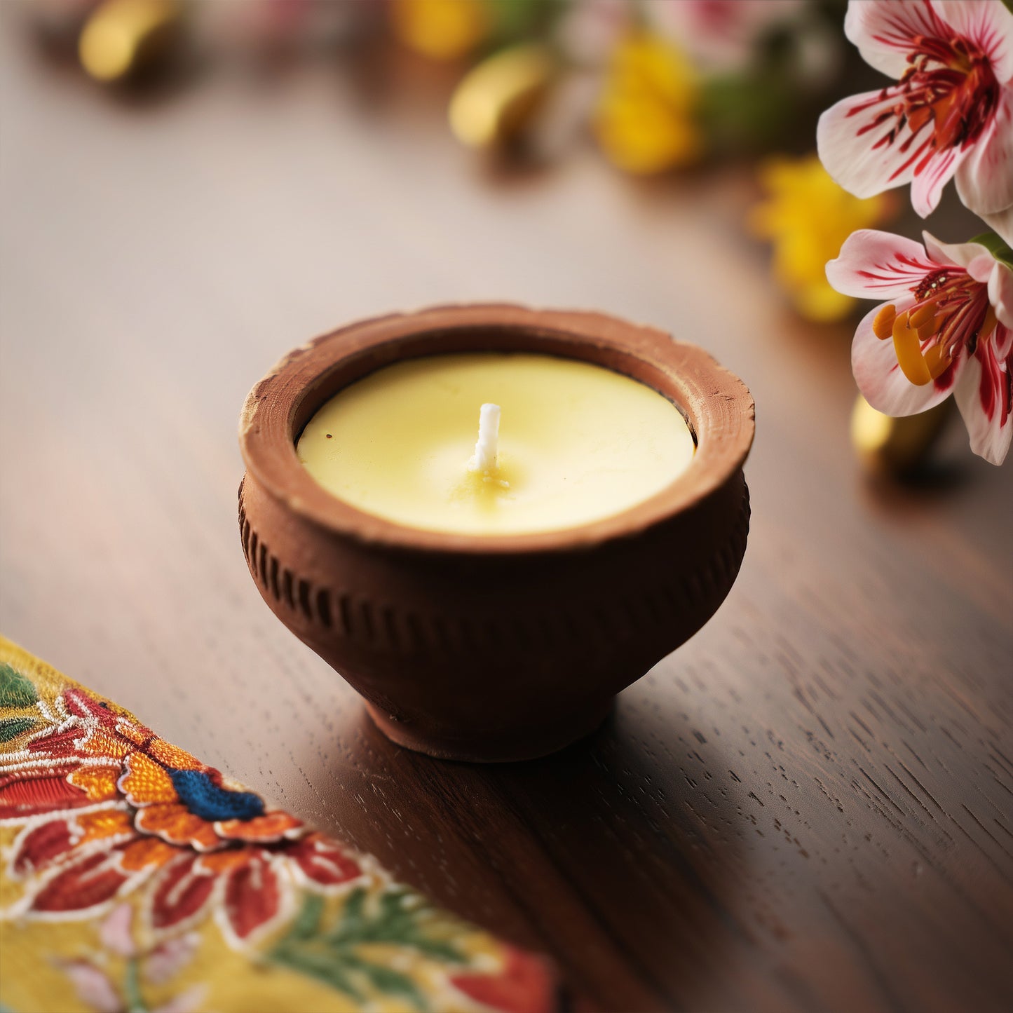 Handcrafted Candle Set of 2 – Glass & Terracotta