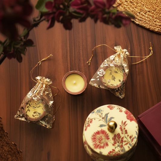 Handcrafted Candle Set of 2 – Glass & Terracotta
