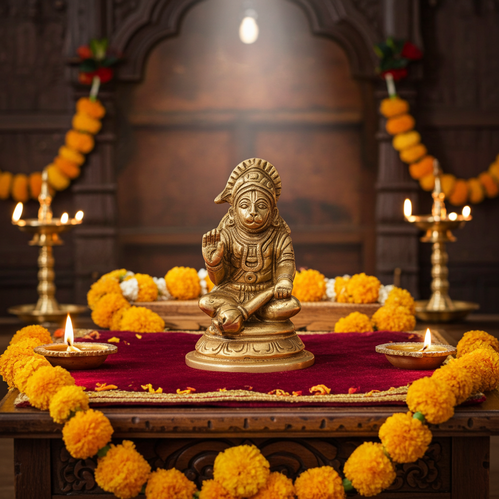 Panchdhatu Hanuman Ji Brass Murti (Height: 10 cm, Width: 6 cm)