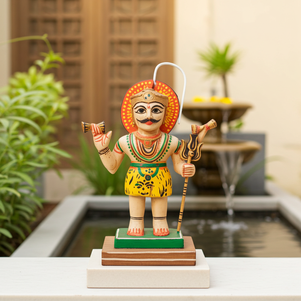 Divine Lord Shiva Wooden Idol – Handcrafted Varanasi Lacquerware 23 cm x 13