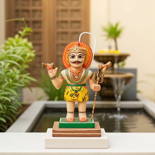 Divine Lord Shiva Wooden Idol – Handcrafted Varanasi Lacquerware 23 cm x 13
