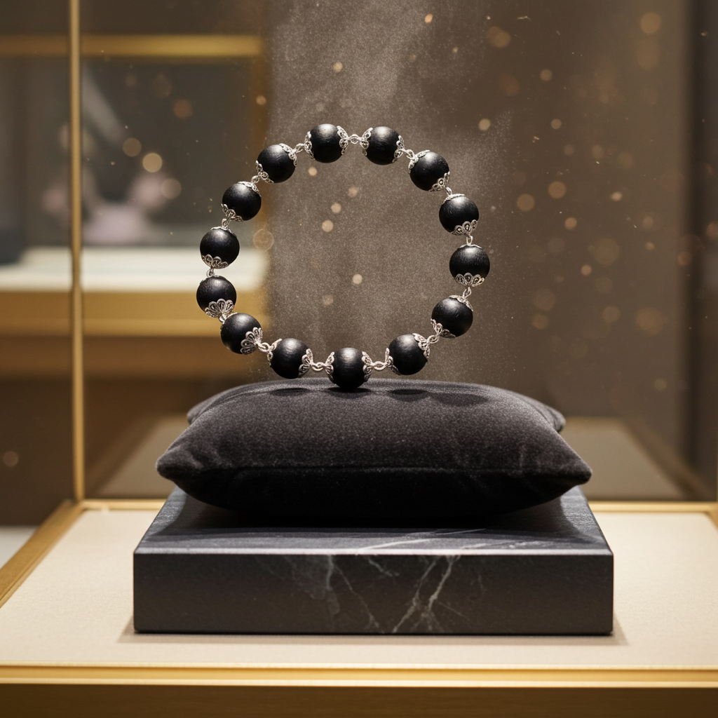 Karungali Silver Cap Bracelet