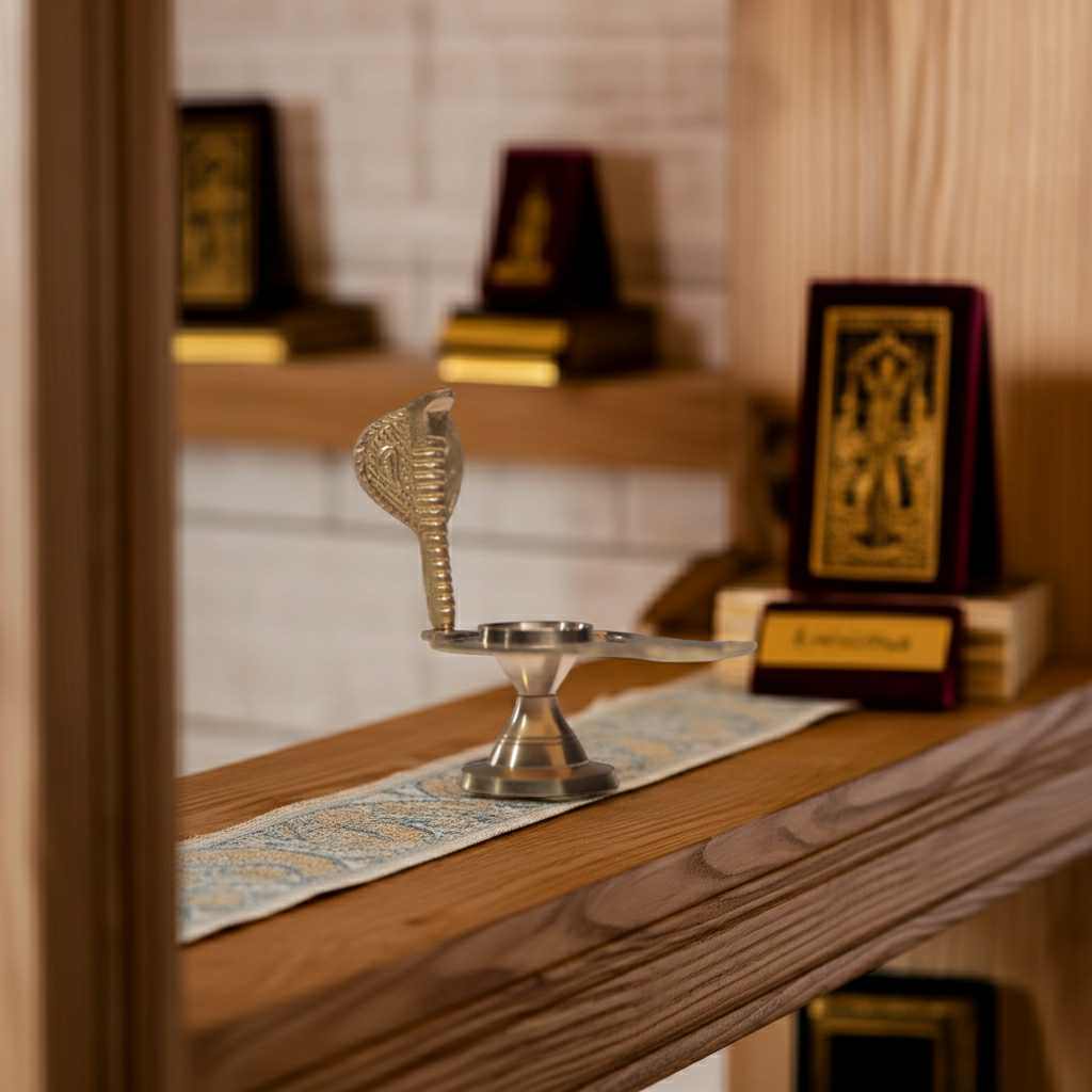 Narmadeshwar Shivling with Bronze Stand (3-5 cm Shivling & 9 cm Stand)