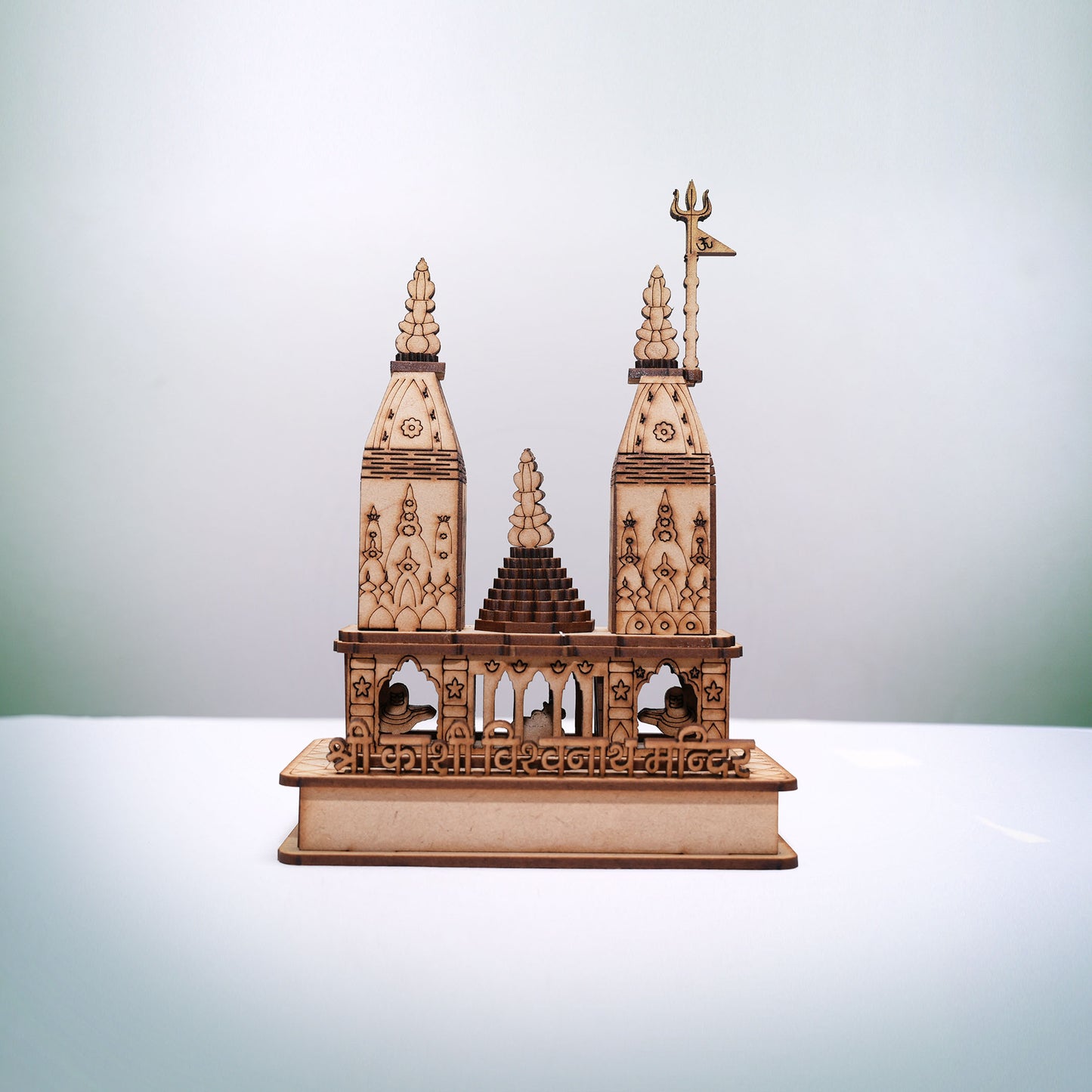 Shri Kashi Vishwanath Wooden Temple Miniature – Handcrafted Replica (16x12x7 cm)